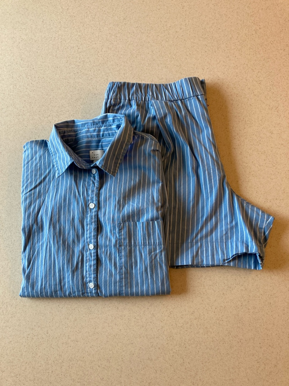 a new day Blue Pinstripe Lounge Set -Shirt & Shorts- Women Size XL